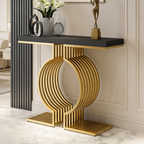 Modern Designer Console Table with Twin Golden Rings