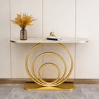 Luxury Gold Accent Console Table with Artistic Circular Design