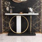 Modern Minimalist Console with Gold Ring and Marble Panel