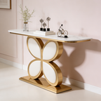 Luxury Console Table Featuring Gold Floral Flower Design & Marble Top