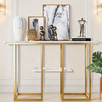 Sophisticated Console Table with Golden Frame and Marble Surface