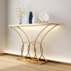Artistic Marble Console Table with Gold Circular and Curved Frame