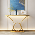 Artistic Marble Console Table with Gold Circular and Curved Frame