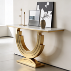 Modern Marble Console Table with Triple Arc Gold Base