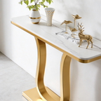 Luxury Console Table with Artistic Gold U-Shaped Metal Base
