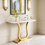 Luxury Console Table with Artistic Gold U-Shaped Metal Base