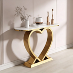 Artistic Marble Console Featuring Unique Gold Heart Frame