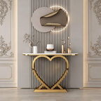 Artistic Marble Console Featuring Unique Gold Heart Frame