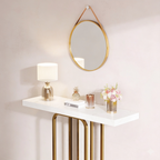 Sleek Marble Console Featuring White Marble and Gold Rectangle Frame