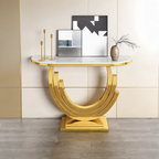 Luxury Marble and Gold Console Table Stunning Arch Design for Spacious Entryways