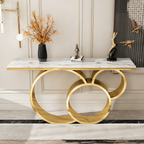 Luxury Marble Console Table with Gold Circle Base