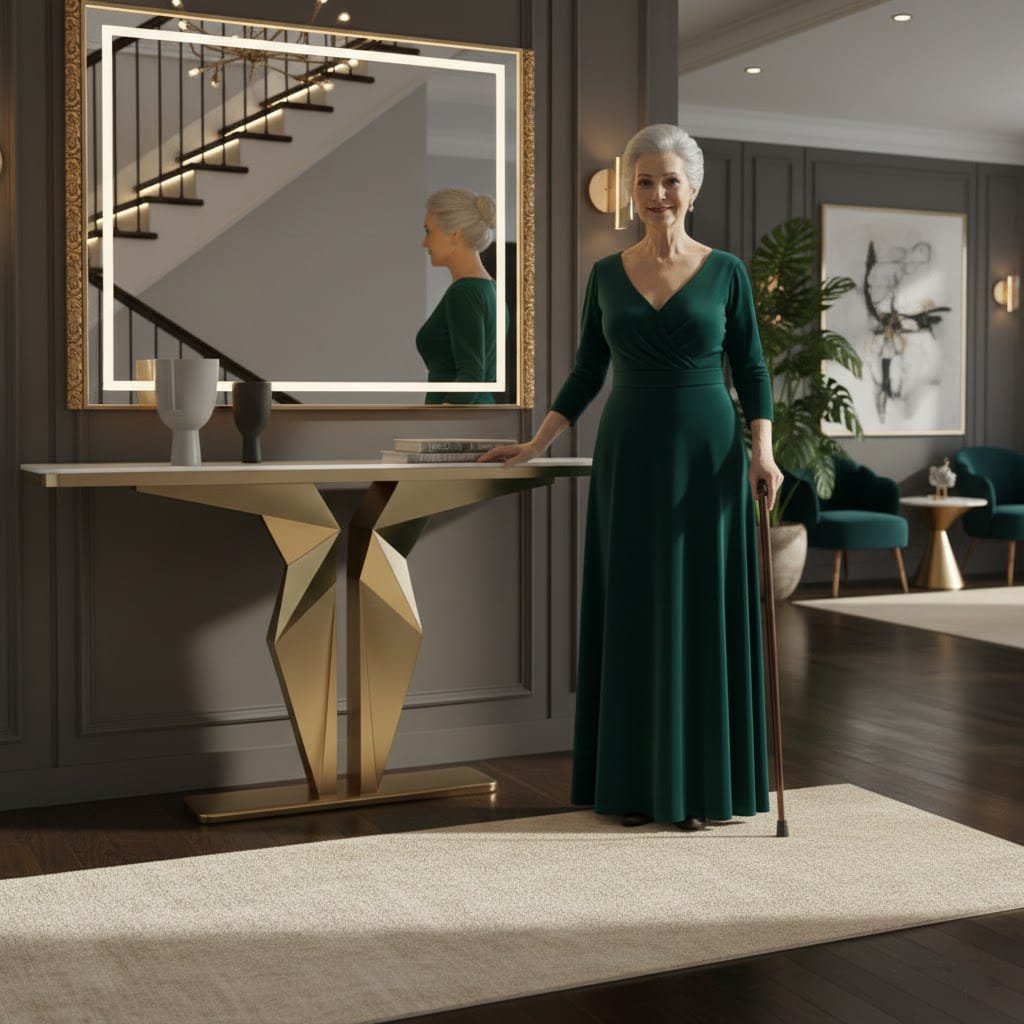 Luxury Marble Foyer Console Table with Origami Gold Base