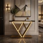 Luxury LED Console Table | Modern Gold Entryway Accent Table