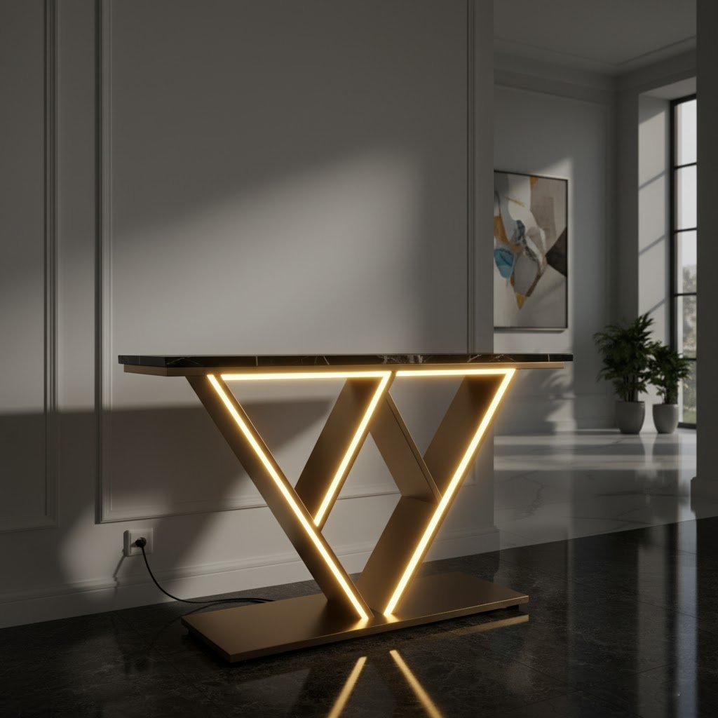 Luxury LED Console Table | Modern Gold Entryway Accent Table (SS 304)