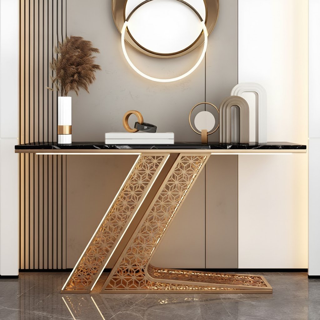 Luxury Modern Console Table with LED Lighting (SS 304)