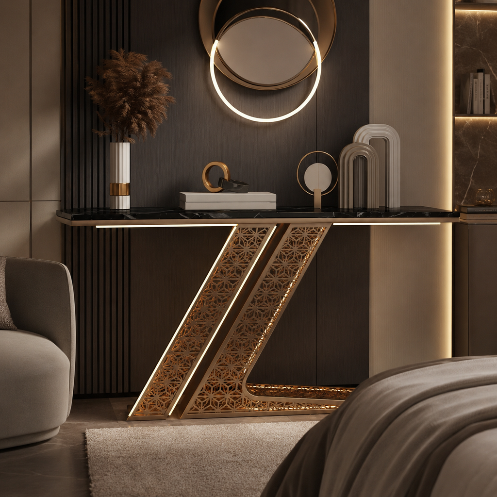 Luxury Modern Console Table with LED Lighting