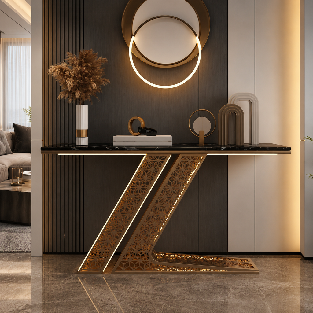 Luxury Modern Console Table with LED Lighting