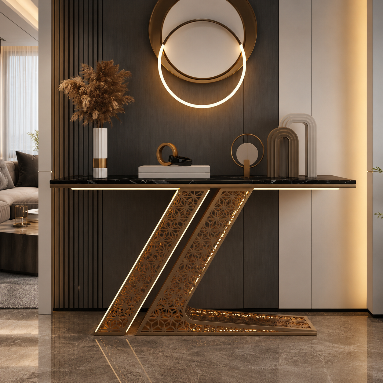 Luxury Modern Console Table with LED Lighting