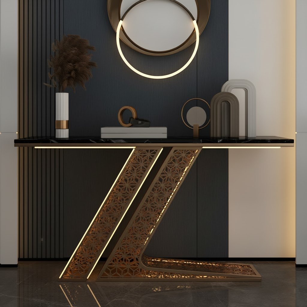 Luxury Modern Console Table with LED Lighting (SS 304)