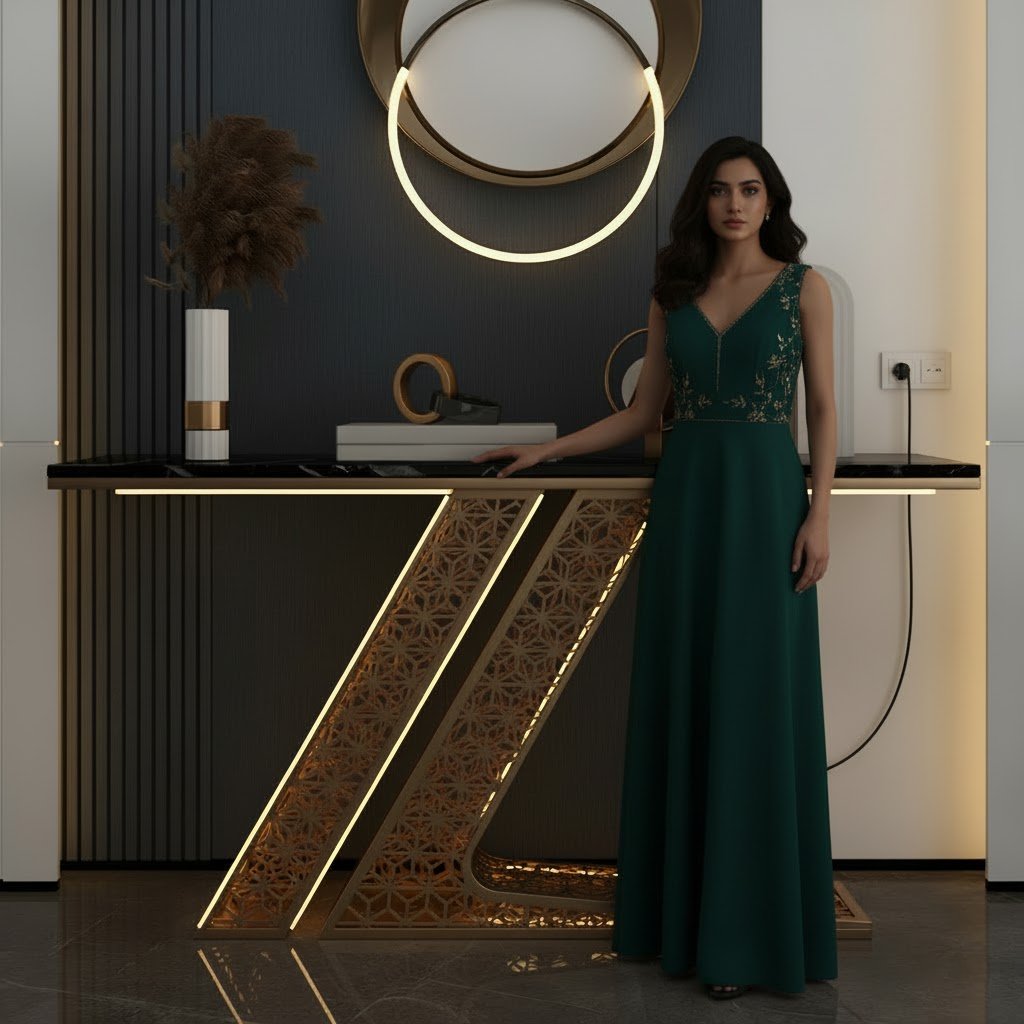 Luxury Modern Console Table with LED Lighting (SS 304)