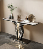 Luxury Modern LED Console Table | Designer Entryway Table with Geometric Base (SS 304)