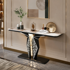 Luxury Modern LED Console Table | Designer Entryway Table with Geometric Base