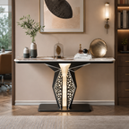 Luxury Modern LED Console Table | Designer Entryway Table with Geometric Base