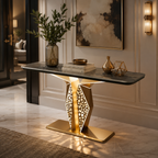 Luxury Modern LED Console Table | Designer Entryway Table with Geometric Base