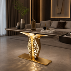 Luxury Modern LED Console Table | Designer Entryway Table with Geometric Base