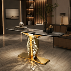 Luxury Modern LED Console Table | Designer Entryway Table with Geometric Base