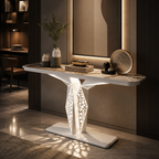 Luxury Modern LED Console Table | Designer Entryway Table with Geometric Base