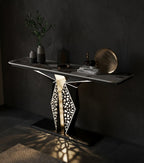 Luxury Modern LED Console Table | Designer Entryway Table with Geometric Base (SS 304)