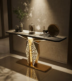 Luxury Modern LED Console Table | Designer Entryway Table with Geometric Base (SS 304)