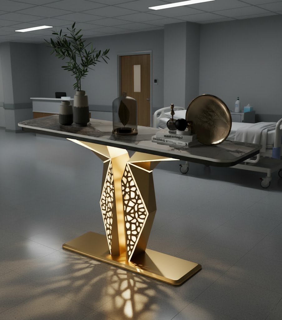 Luxury Modern LED Console Table | Designer Entryway Table with Geometric Base (SS 304)