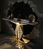 Luxury Modern LED Console Table | Designer Entryway Table with Geometric Base (SS 304)