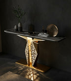 Luxury Modern LED Console Table | Designer Entryway Table with Geometric Base (SS 304)