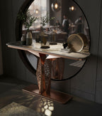 Luxury Modern LED Console Table | Designer Entryway Table with Geometric Base (SS 304)