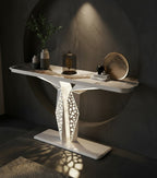 Luxury Modern LED Console Table | Designer Entryway Table with Geometric Base (SS 304)