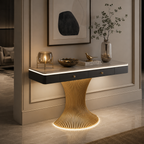 Modern Marble Console Table with LED Lighting | Luxury Gold Base Entryway Decor