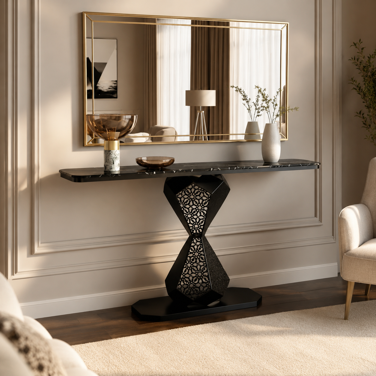 Luxury Marble Console Table for Living Room | Modern Entryway Table Decor (SS 304)
