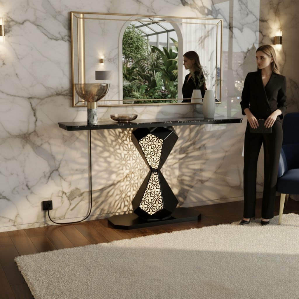 Luxury Marble Console Table for Living Room | Modern Entryway Table Decor (SS 304)