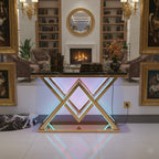 Designer Gold LED Console Table for Living Room Interiors (SS 304)