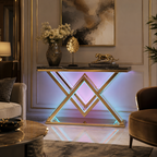 Designer Gold LED Console Table for Living Room Interiors