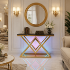 Designer Gold LED Console Table for Living Room Interiors