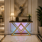 Designer Gold LED Console Table for Living Room Interiors