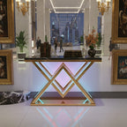 Designer Gold LED Console Table for Living Room Interiors (SS 304)