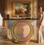 Modern Round LED Console Table in Gold | Entryway Furniture (SS 304)