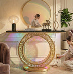 Modern Round LED Console Table in Gold | Entryway Furniture (SS 304)