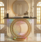 Modern Round LED Console Table in Gold | Entryway Furniture (SS 304)