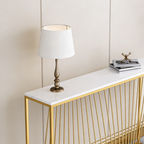 Linear Design Golden Metal Stand Console Marble Table